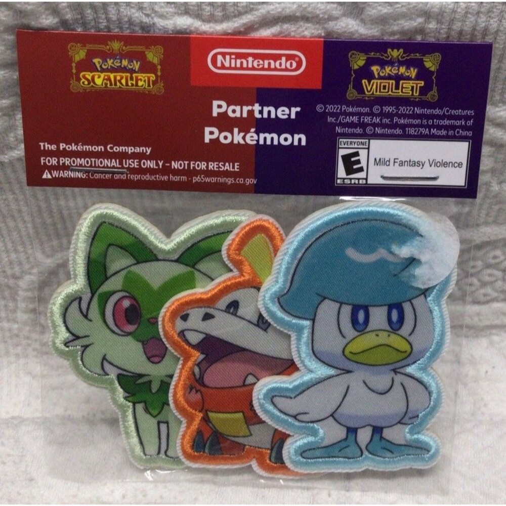 POKEMON SCARLET & VIOLET EMBROIDERED PATCH STICKERS PARTNER POKEMON PROMO